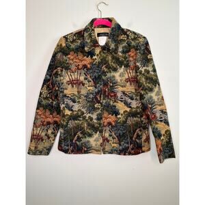 1990s Lana Lee Tapestry Deers Scenic Nature Forest Fairy Whimsigoth Jacket L